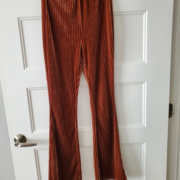 Velvet Copper Flare Pants, small, women's, shein - Picture 3 of 3